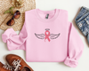 Embroidered Pink Cancer Ribbon Sweatshirt