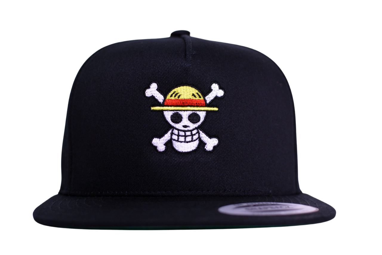 Straw Pirate Skull Snapback | Black Anime-Inspired Hat