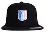 Front view of the embroidered Wings of Freedom symbol on a black snapback hat